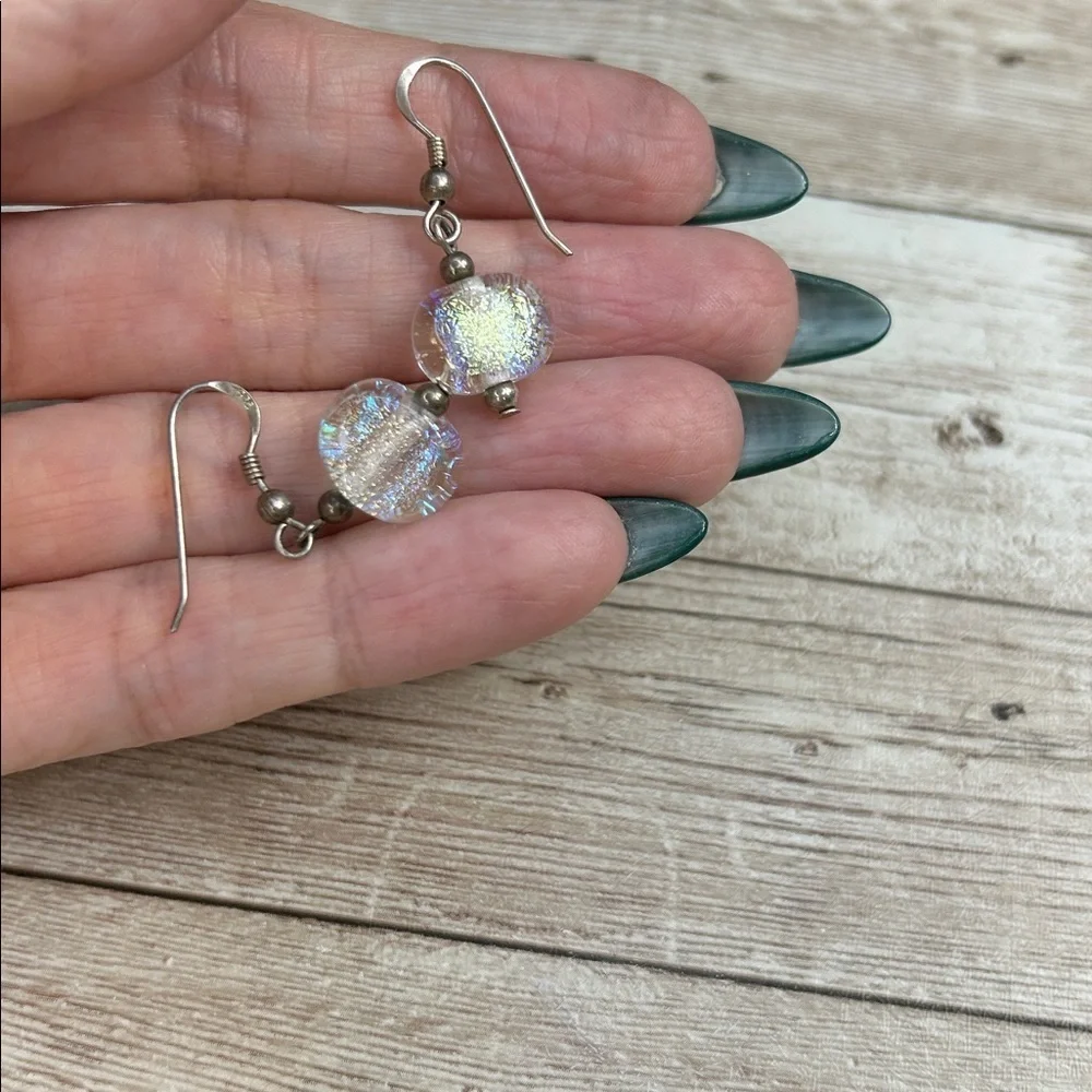 Gorgeous Iridescent Dichroic Glass and 925 Earrings